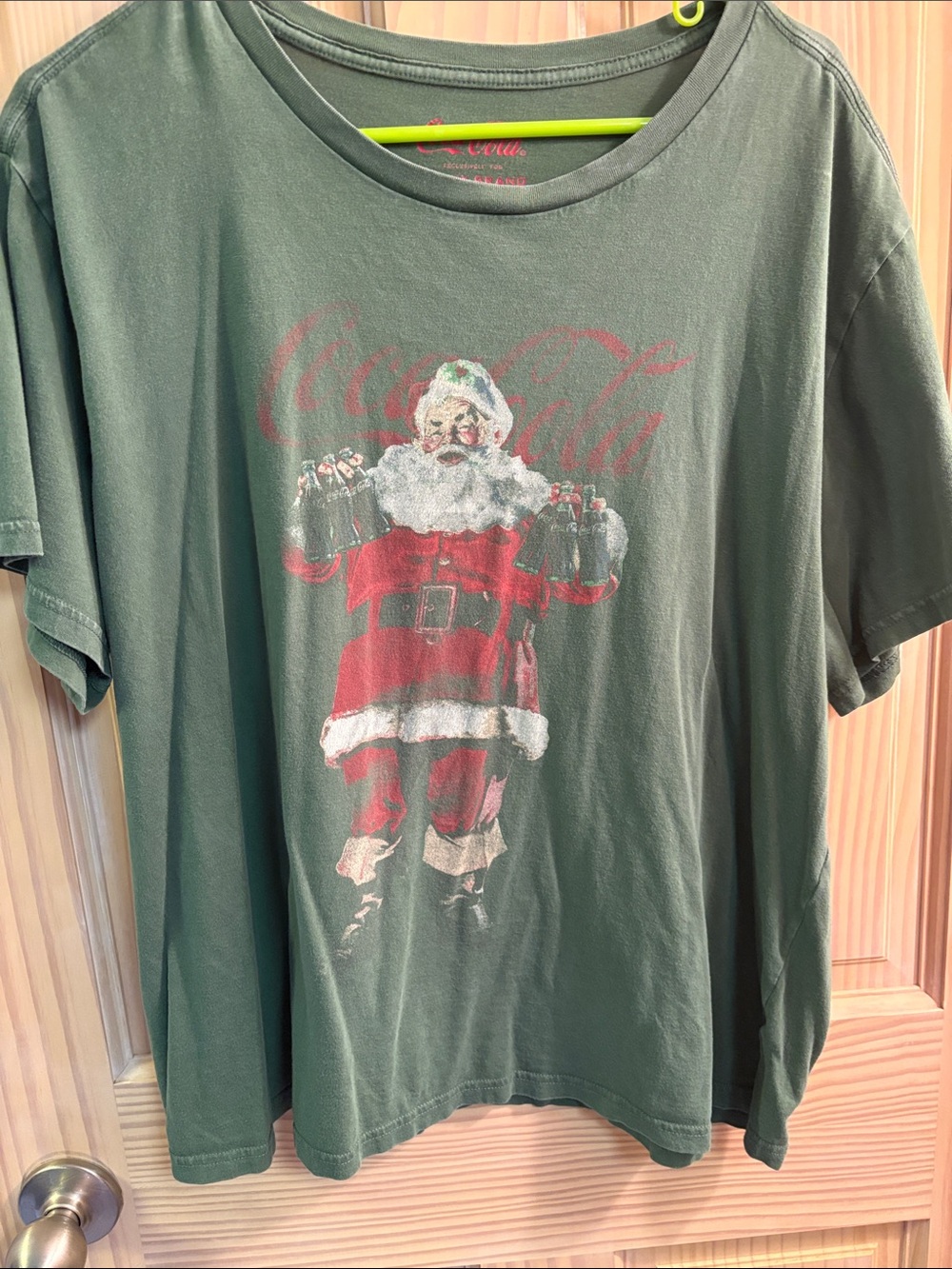 Lucky Brand Green Tee with Red Santa Graphic